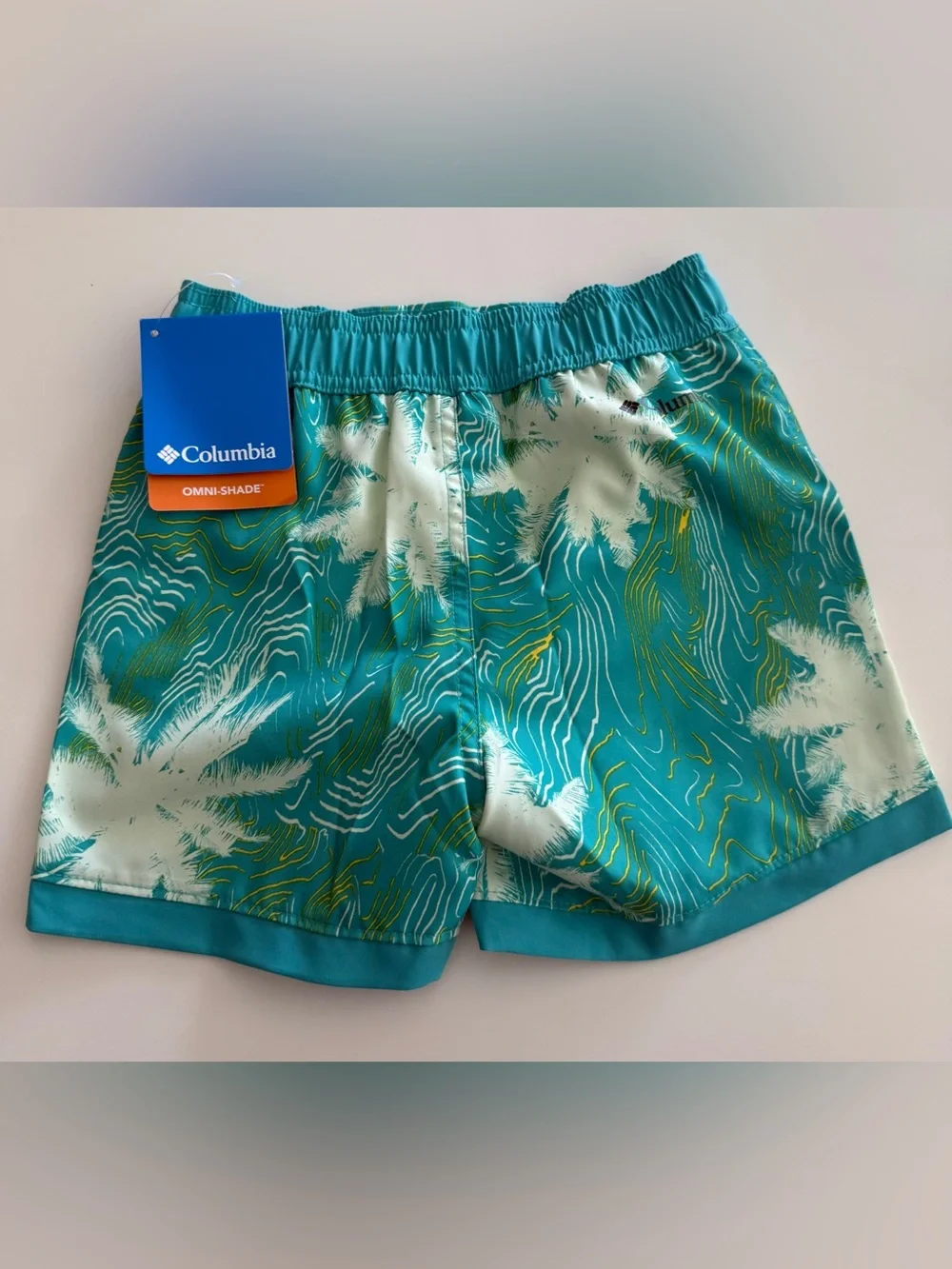 Columbia Toddler Boys Sandy Shores Boardshort, Turquoise Palm Print, 4T, NWT